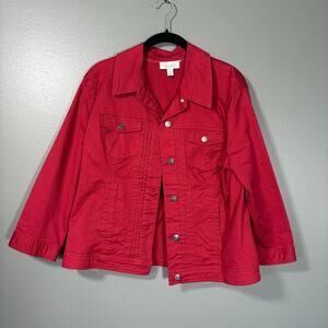 Dressbarn Women's Red Denim Trucker Jacket  - Size XL - Lightweight Spring Coat